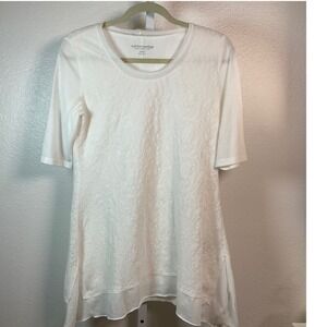 Soft Surroundings Size M  Lace Crochet Paisley Floral‎ Tunic Stretch Top